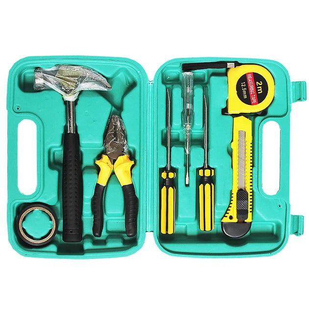 8 PCS Professional Tool Set with Storage Box | YL-8009A Model |  Durable Home Repair & DIY Toolkit |  Organized Plastic Storage Box