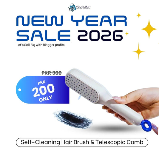 Self-Cleaning Hair Brush & Telescopic Comb (Random Color)