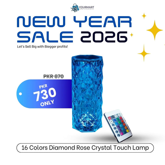 16 Colors Diamond Rose Crystal Touch Lamp | USB Rechargeable Bedside Lamp with Remote