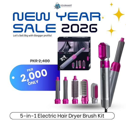 5-in-1 Electric Hair Dryer Brush Kit | Blow Dryer, Straightener, Curler & Volumizer Styling Tool