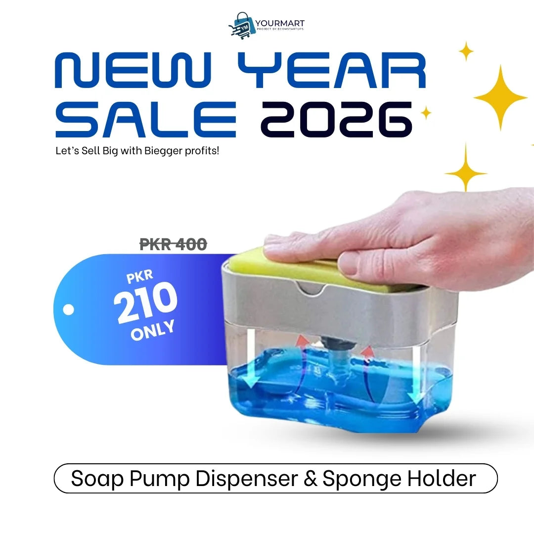 Soap Pump Dispenser & Sponge Holder for Kitchen Sink