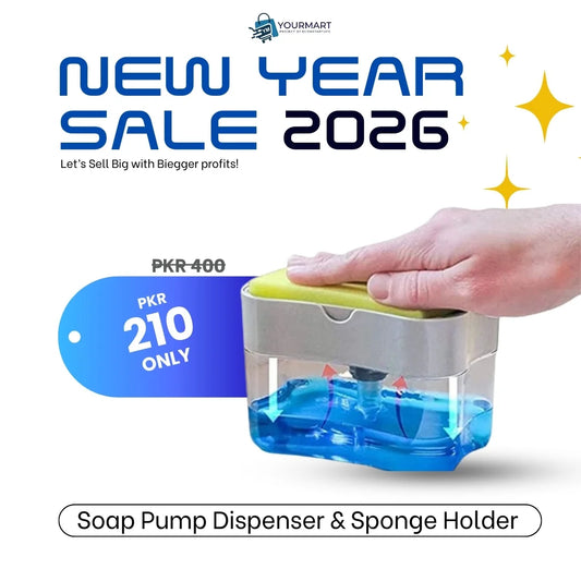 Soap Pump Dispenser & Sponge Holder for Kitchen Sink