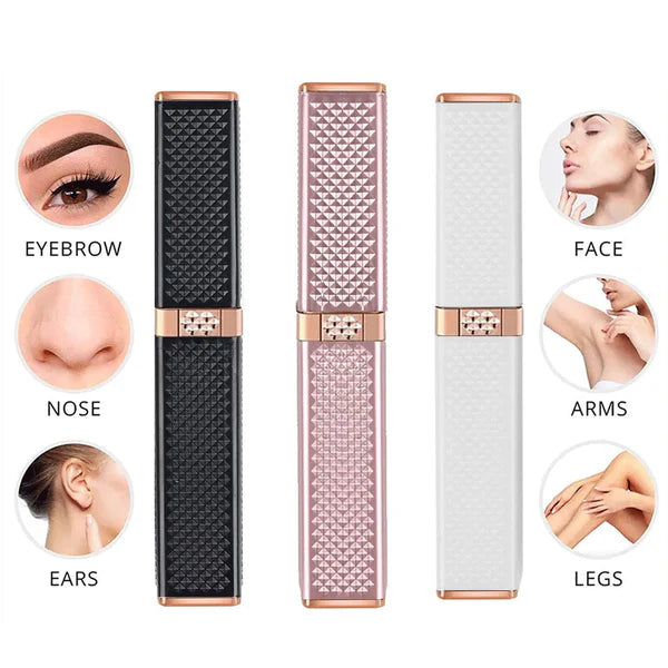 2-in-1 Flawless Facial Hair Remover & Eyebrow Trimmer | USB Rechargeable, Painless & Portable | Black