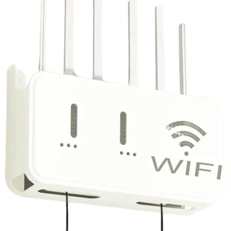 White  WiFi Router Storage Box & Wall Mount Shelf  Universal Cable Organizer | Space-Saving Holder for Modem, Set-Top Box & Smart Devices | Home & Office Use